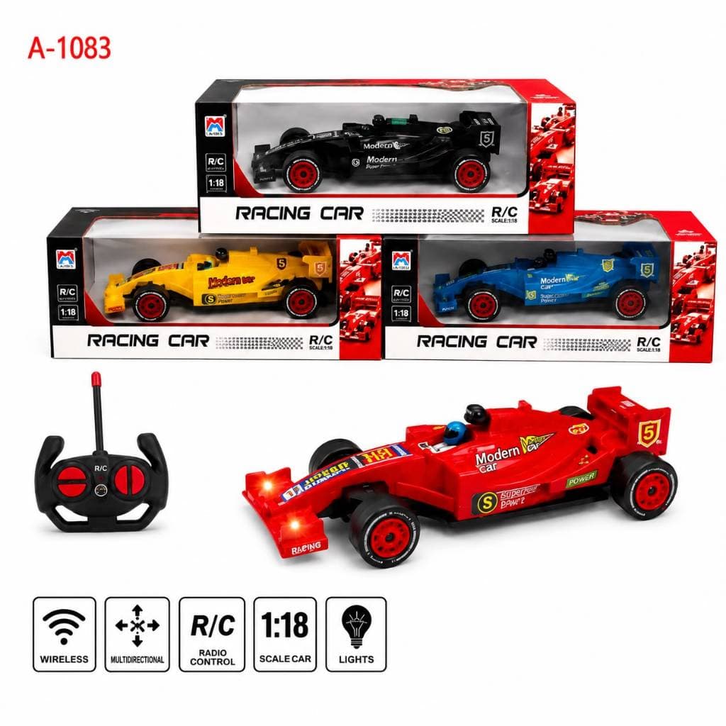 Carrinho Controle Remoto F1 RC Infantil Carro Corrida Com Luz Escala 1:18 Brinquedo Presente Menino