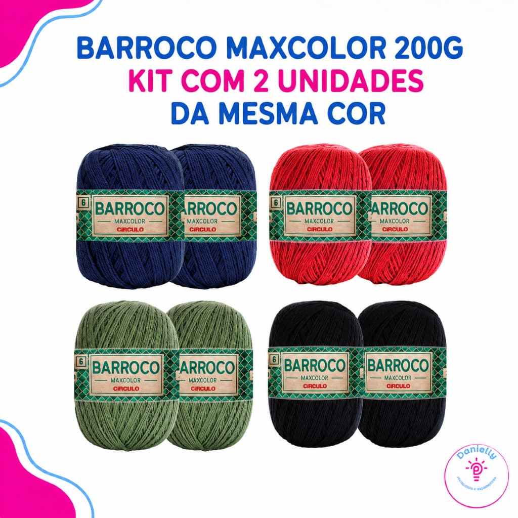 Kit 2 Barbantes Círculo Barroco Maxcolor 200g Fio 6 Mesma Cor para Crochê
