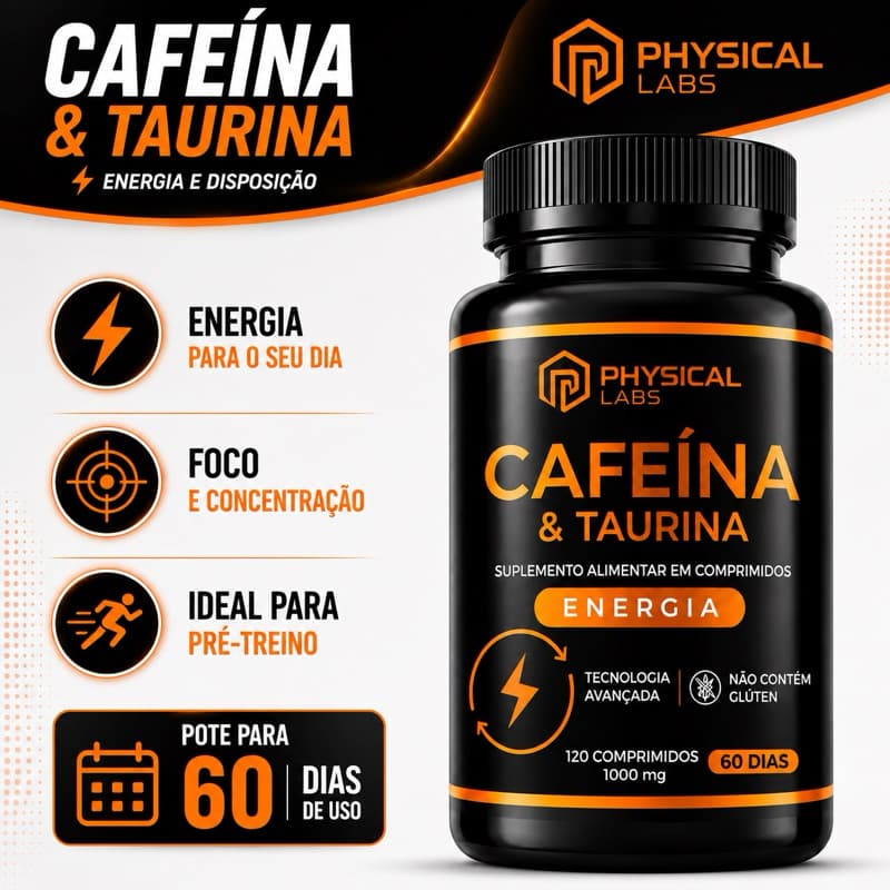 Cafeina com Taurina Original Termogenico Pre Treino Physical Labs