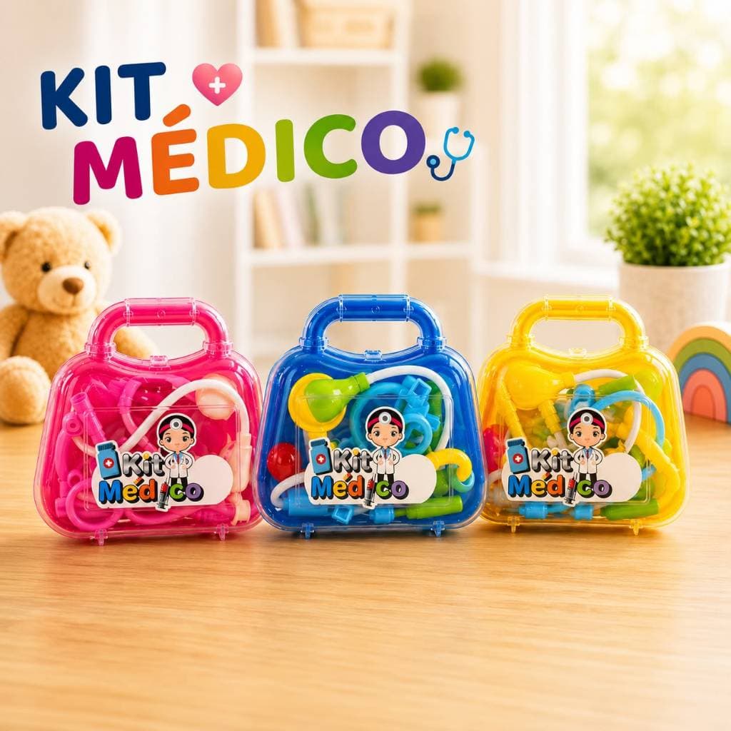 Maleta Médico Infantil Brinquedo Educativo Doutor Criança 5 Peças Menino Menina