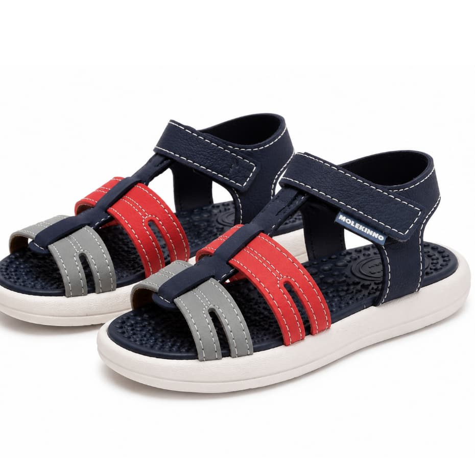 Sandália Infantil Molekinho 2619.213 Masculina Original Casual Leve Flexível Confortável Velcro Ajustável Calçado Infant