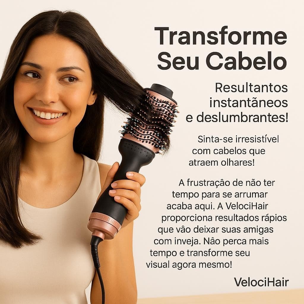 Escova Secadora Cabelo Profissional Bivolt 1300w Modelador Alisador Pratico Rápido