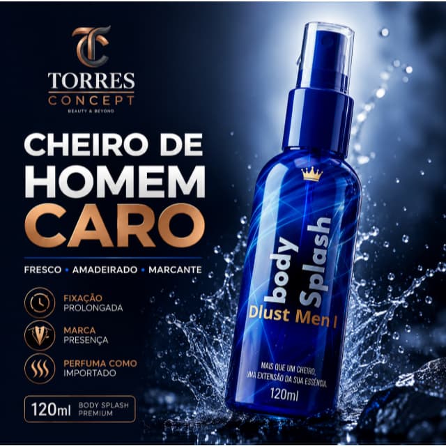 Body Splash Masculino Perfume Dlust Men 120ml Cheiro Homem Rico Fresco Amadeirado Importado Premium