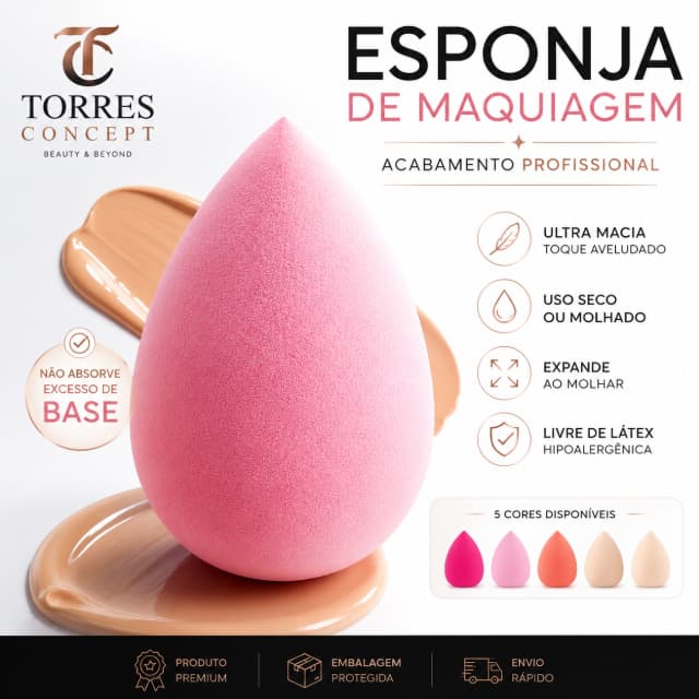 Esponja De Maquiagem Gota Para Base E Corretivo Macia Base Liquida Kit Facial Gota Cortada Blender