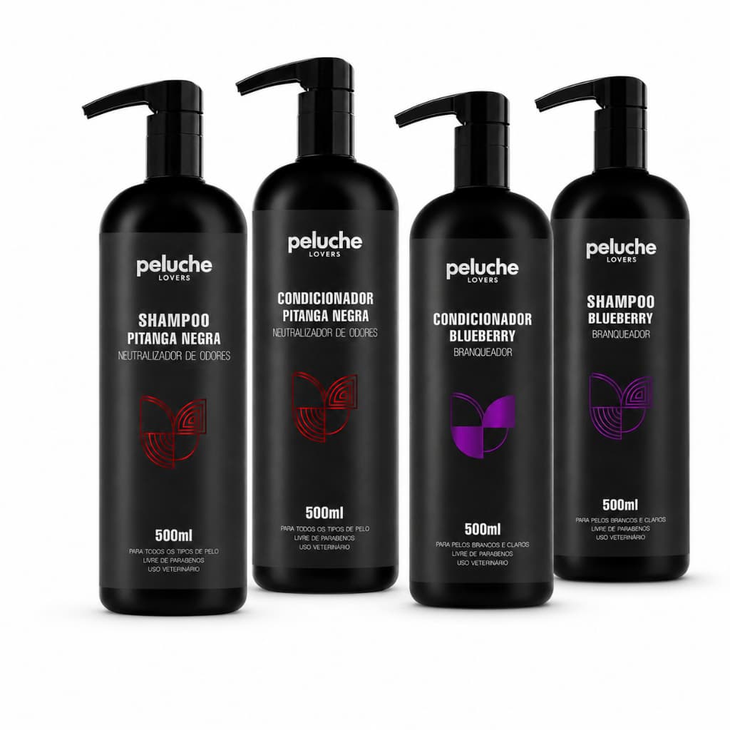 Kit Shampoo e Condicionador Pet Peluche 500ml Tratamento Premium Para Cachorro Escolha a Variação