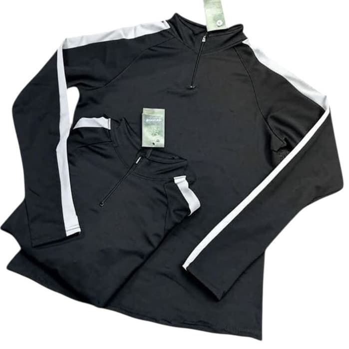 Jaqueta Masculina Esportiva Elastano Flanelado Dri-Fit Preto com Listras Brancas - Slim Fit Academia e Treino