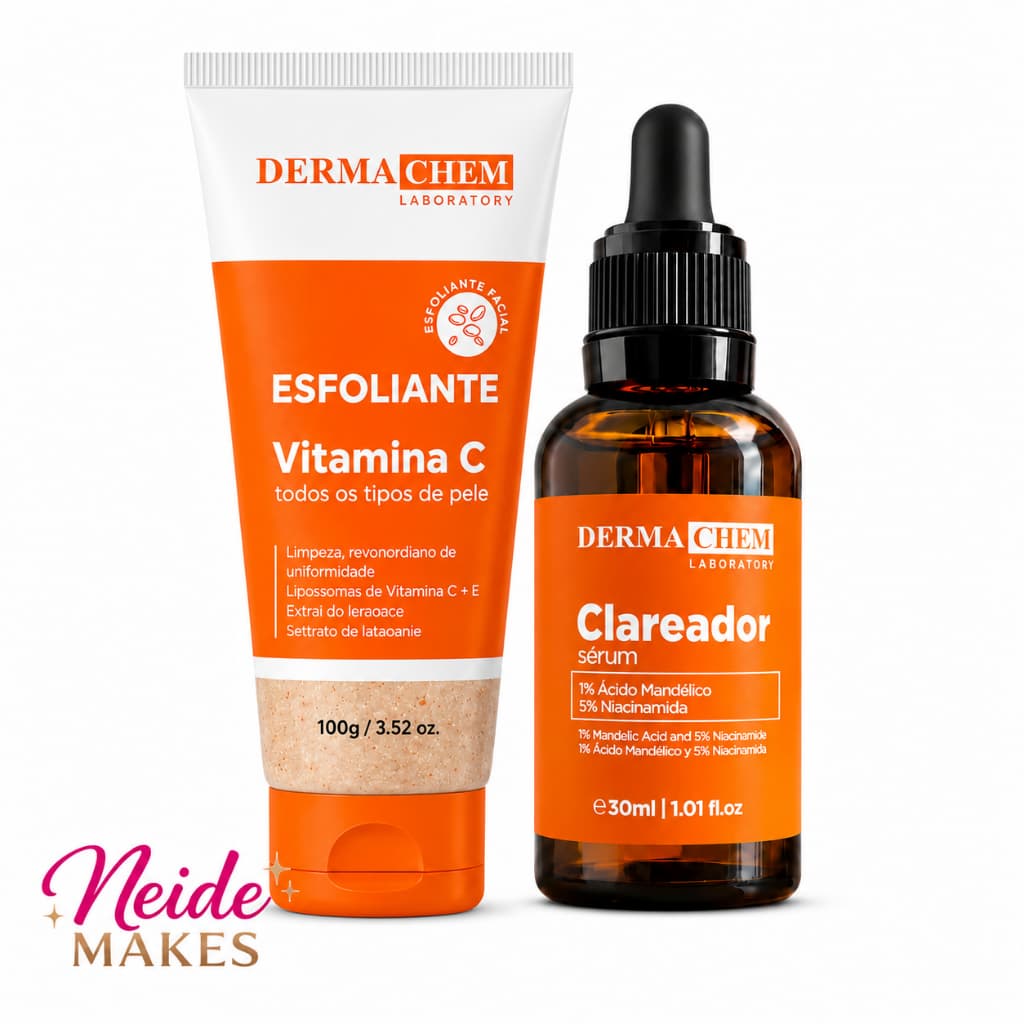 SÉRUM CLAREADOR 30ML + ESFOLIANTE  VITAMINA C 100G- DERMACHEM