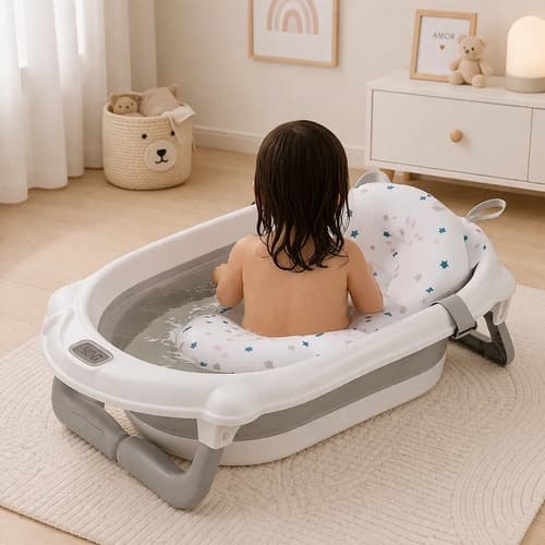 Banheira Termometro Dobrável Portátil Flexível Infantil Bebe