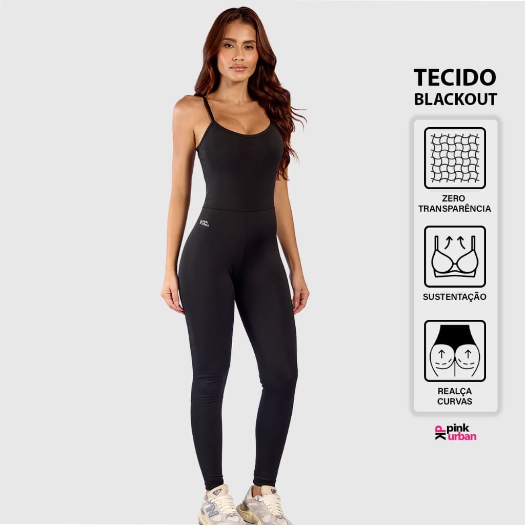 Macacão Fitness Blackout Alcinha Slim Zero Transparência Longo Crossfit Inverno