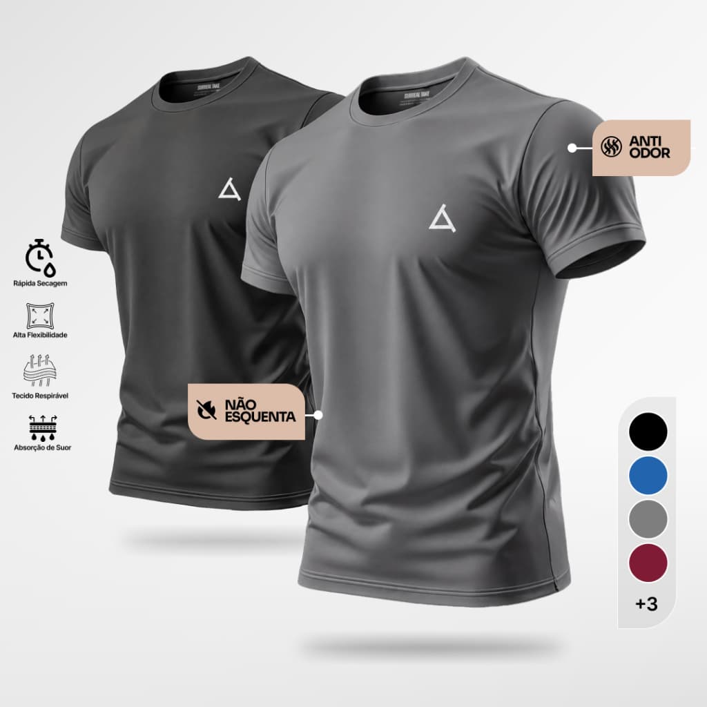 Kit 2 Camisetas Dry Fit Masculina Proteção UV 50+ Fit Camisa Academia Musculação Treino Casual