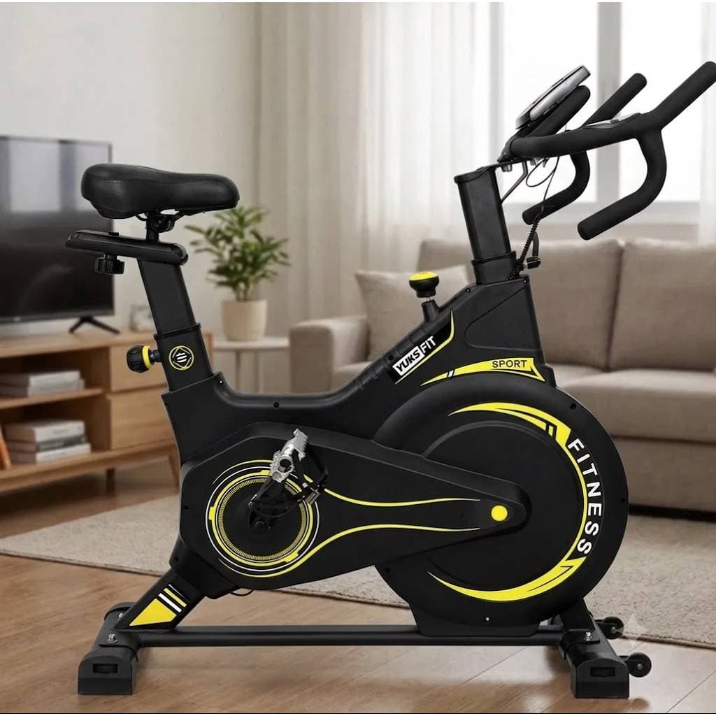 Bike Spinning Ergométrica Bicicleta Profissional Com Regulagem Cor Preto Amarelo