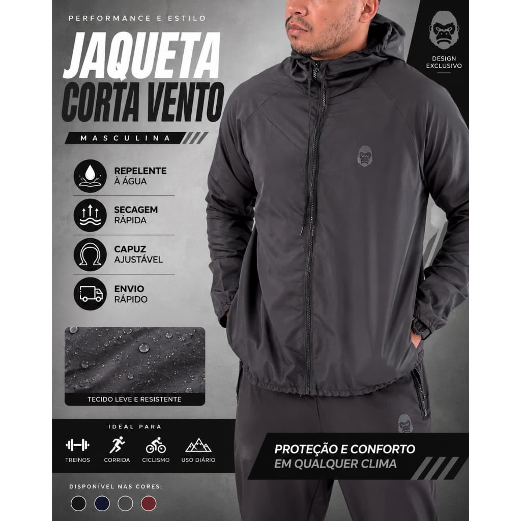 Jaqueta Impermeável Corta Vento Masculina Kong Treino