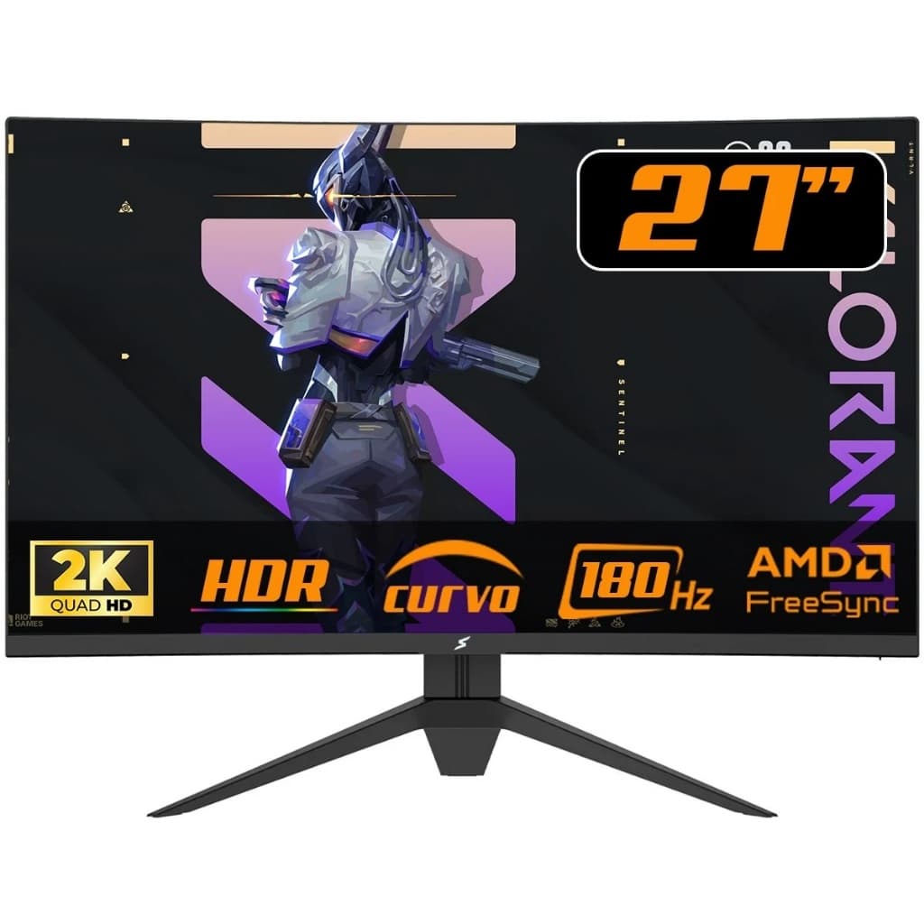 Monitor Gamer SuperFrame Precision 27" Quad HD Curvo 180Hz FreeSync/G-Sync HDMI/DP