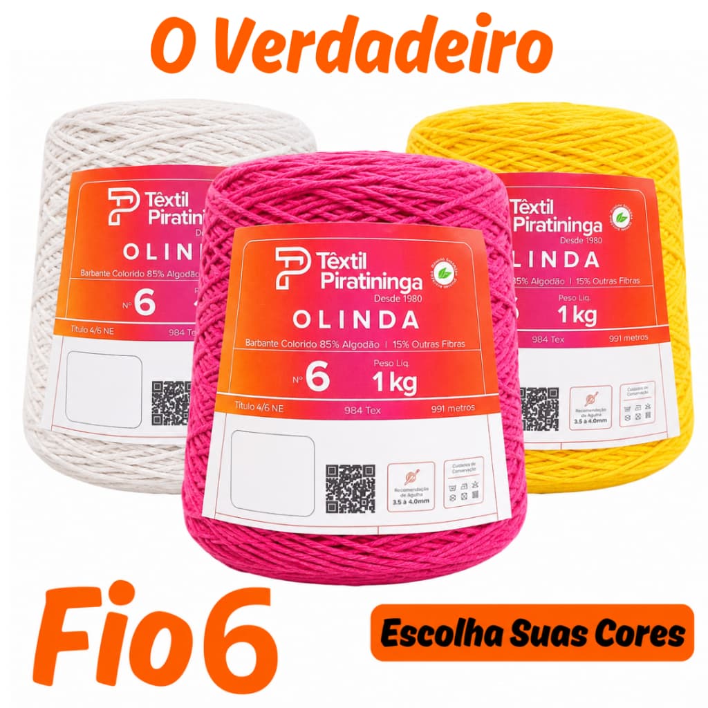 Barbante Olinda Colorido 1kg Fio 6 para Crochê, Tapetes e Artesanato | Alta Qualidade