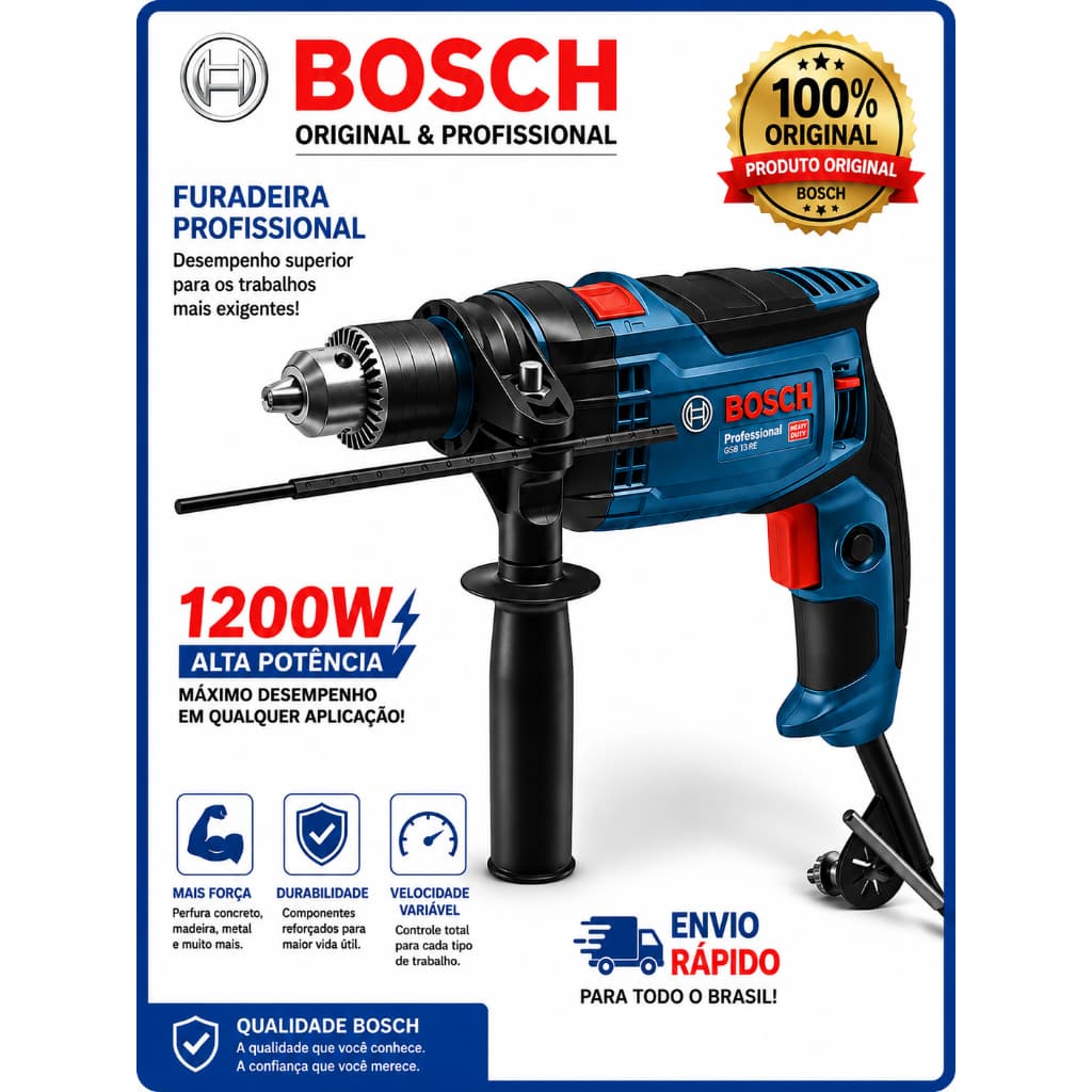 Parafusadeira furadeira bosch 1200W furadeira de impacto martelete rompedor Original Feito Alemanha