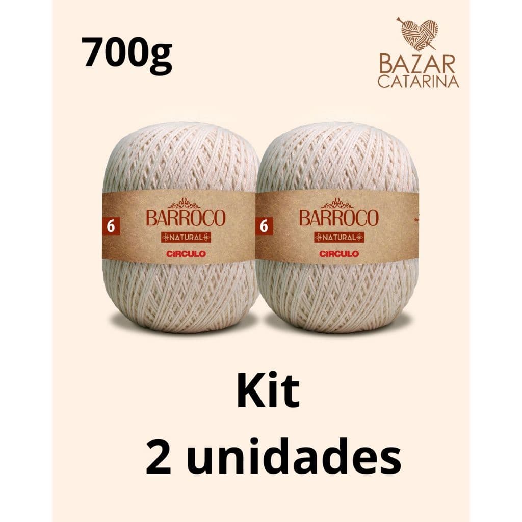 Kit 2 Barbantes Barroco Natural Em Algodão Para Crochê da Círculo
