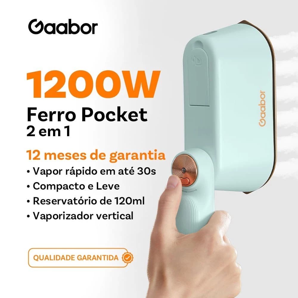 Gaabor Ferro a Vapor Elétrico 1200W Seco e Úmido Vaporizador Roupas Luxo HM-M01A-1