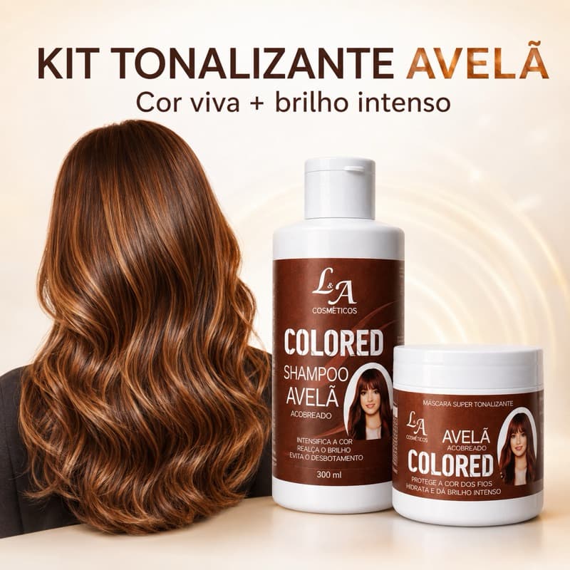 kit  Tonalizante/ hidratante e realça cor - Sem Amônia -Avelã - shampoo+máscara Resultado 100% Natural - pote 300g cada.