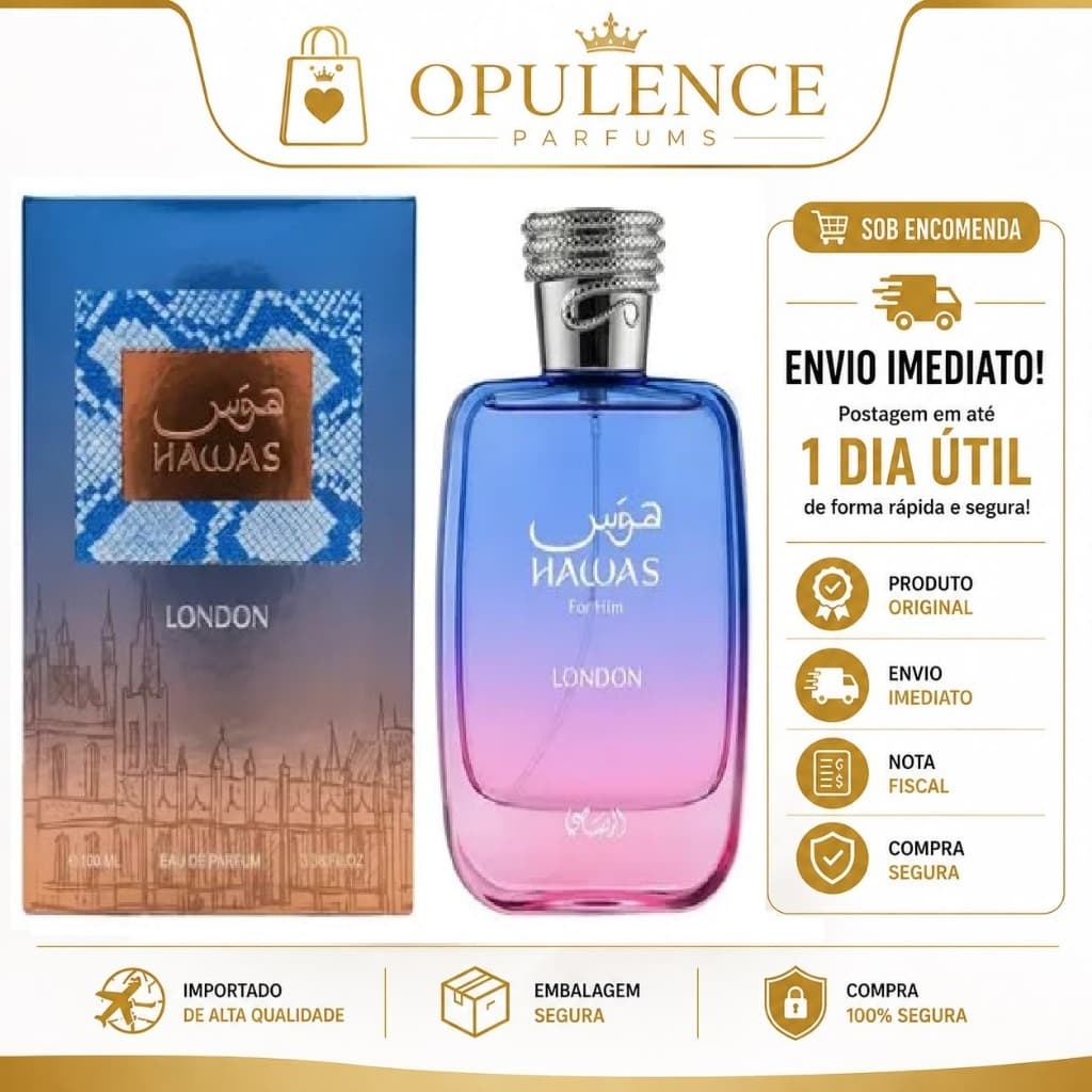 Perfume Hawas London Eau de Parfum 100ml Masculino Original Importado