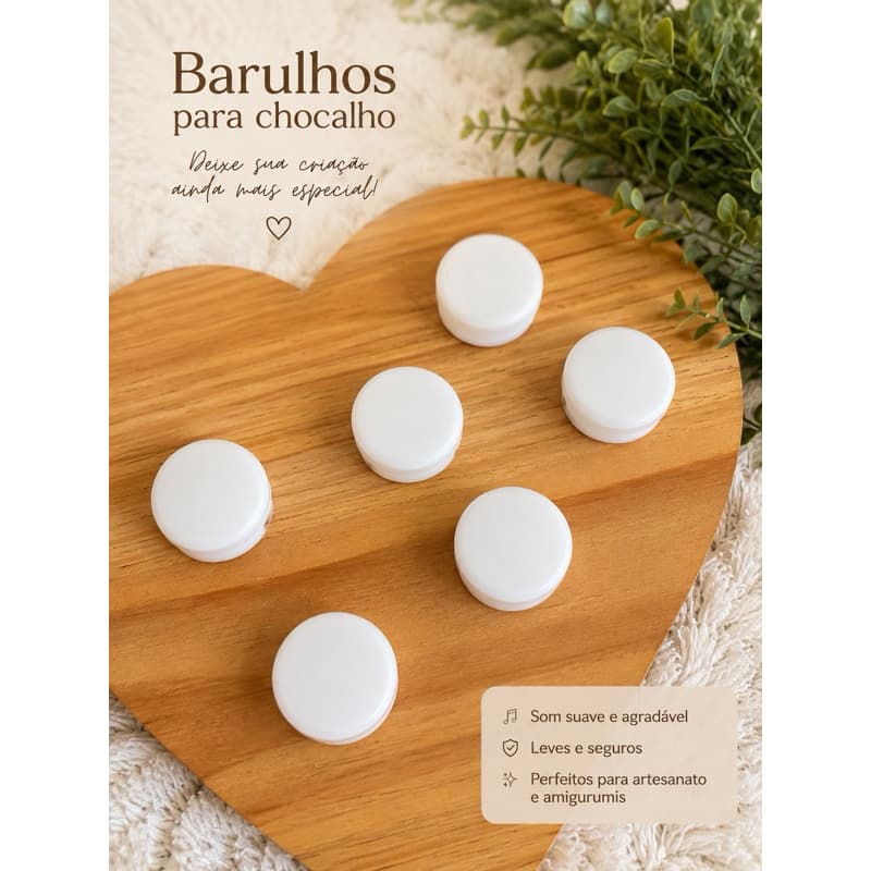 kit 4 Chocalhos Para Amigurumi 3cm Branco | Barulho Interno Para Bonecos de Crochê e Feltro