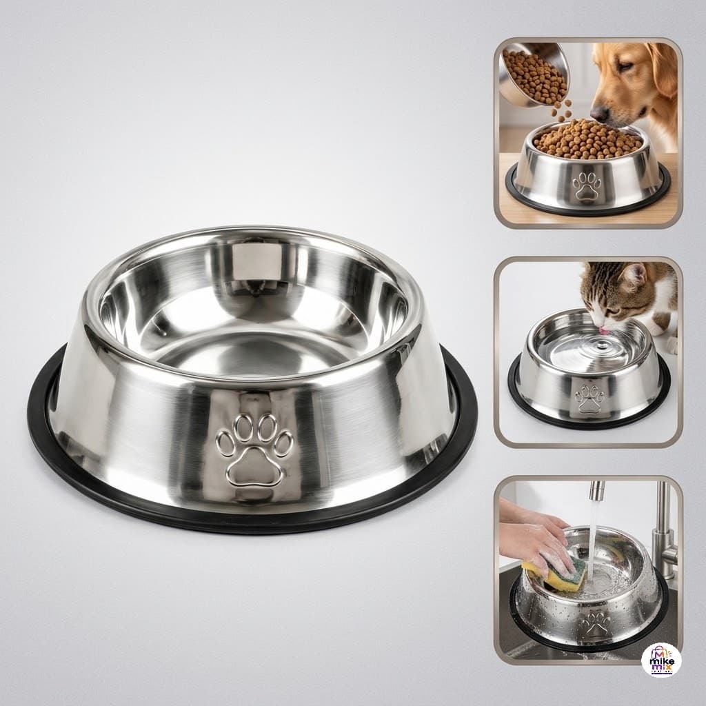 Comedouro Inox Antiderrapante Para Cachorro e Gato 30cm Pote Tigela Pet Para Ração e Água Cães Gatos