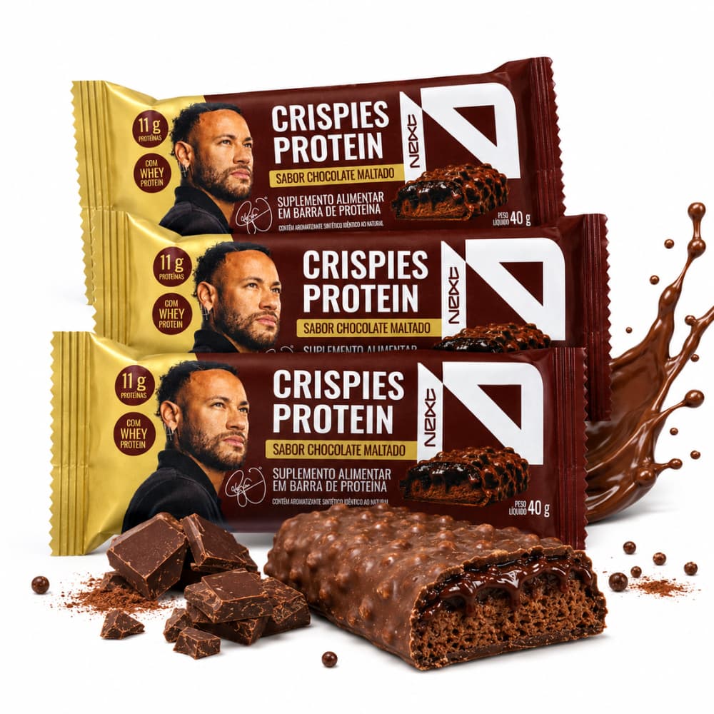 KIT 3 Barrinha Crispies Protein Whey Pré Treino Chocolate Maltado - Next10
