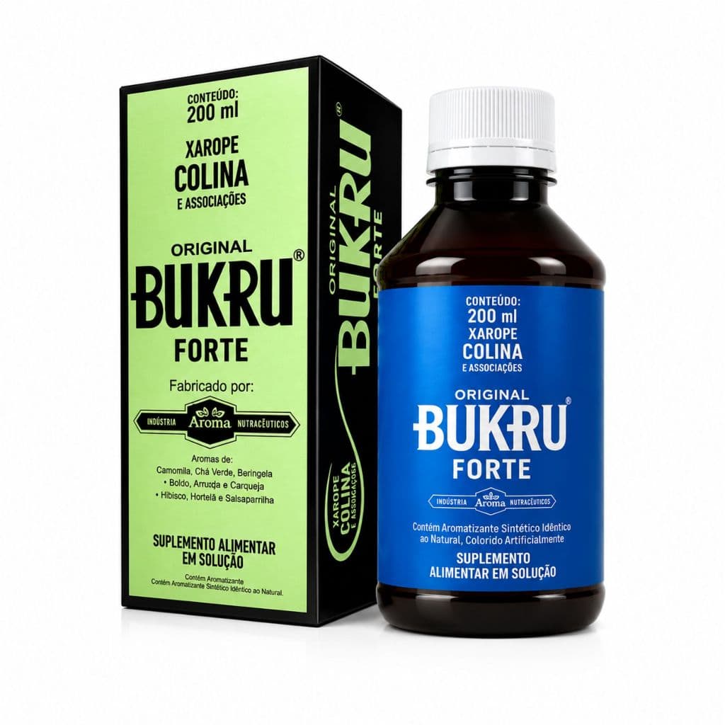 Bukru Forte Original 200ml Solução de Colina 600mg com Vitaminas A D C E e Ferro Suplemento Alimentar Aroma Bem Estar