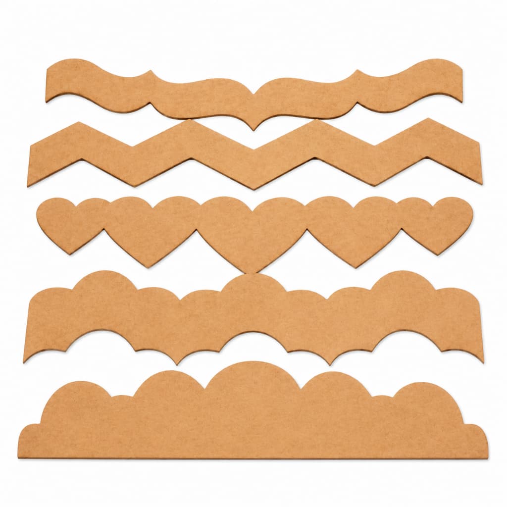 Kit 5 Régua Molde Barrado Decorativo Patchwork MDF Cru 40cm Costura Tecido Pano Artesanato Parede