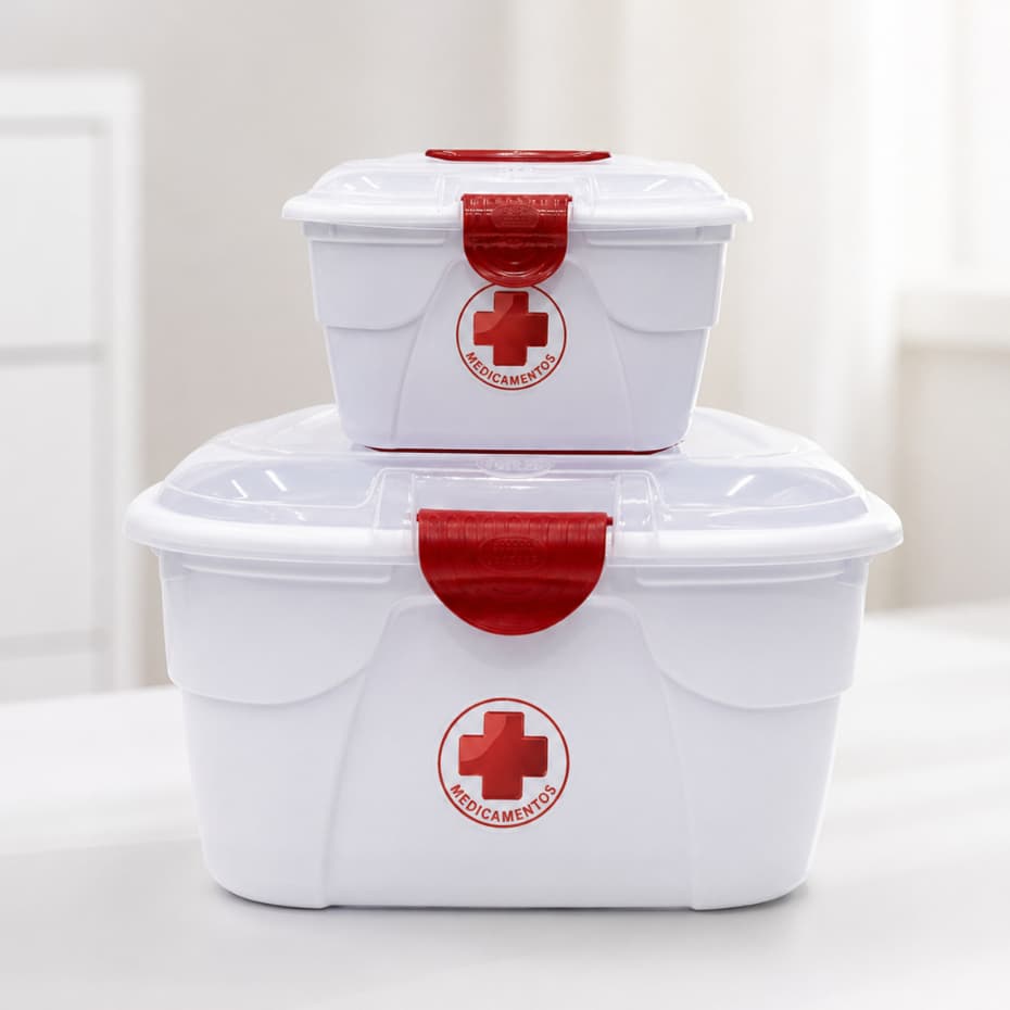 Kit 2 Maletas Porta Medicamentos Organizador de Remédios Primeiros Socorros Curativos