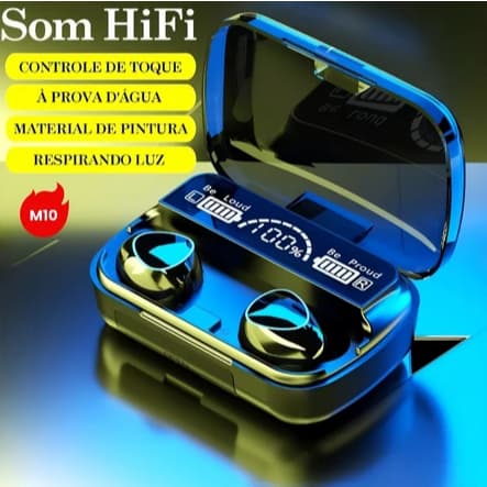 Fone M10 Fone De Ouvido Bluetooth Sem Fio Sem Fio Tws Estéreo Power Bank LUIZA