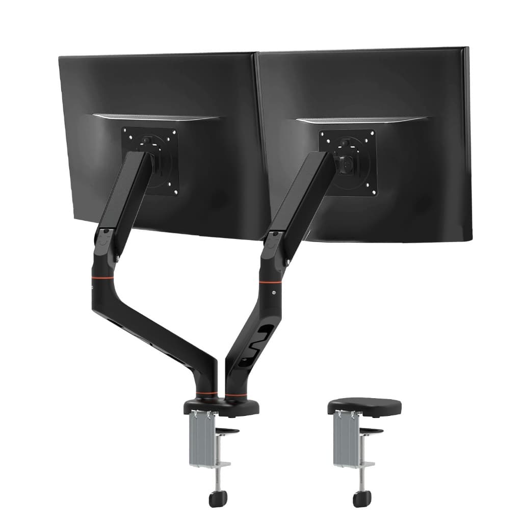 Suporte para 2 Monitores Duplo Articulado com Pistão a Gás 13 a 32 Polegadas para Mesa Gamer Escritório