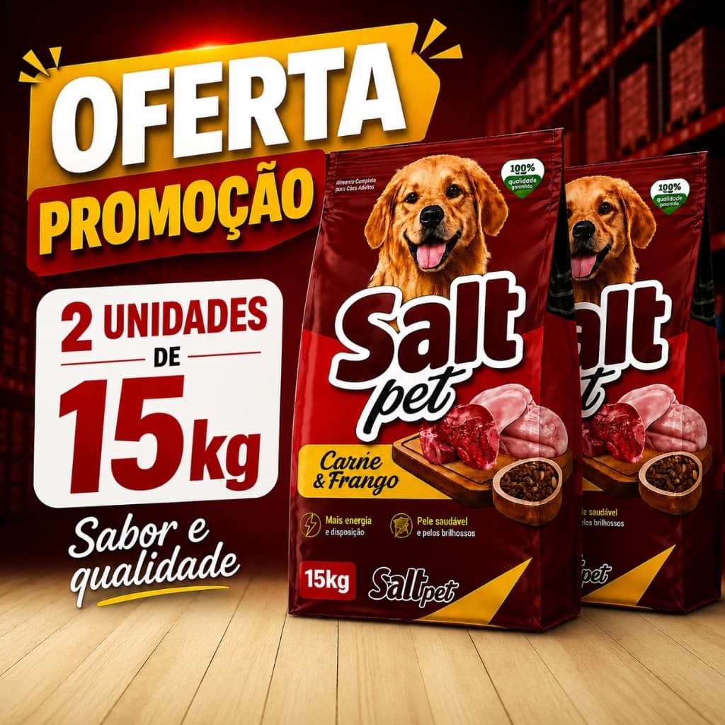 Ração Para Cachorro Adulto 30kg Carne e Frango Alimento Nutritiva Completo Para Cães Pet