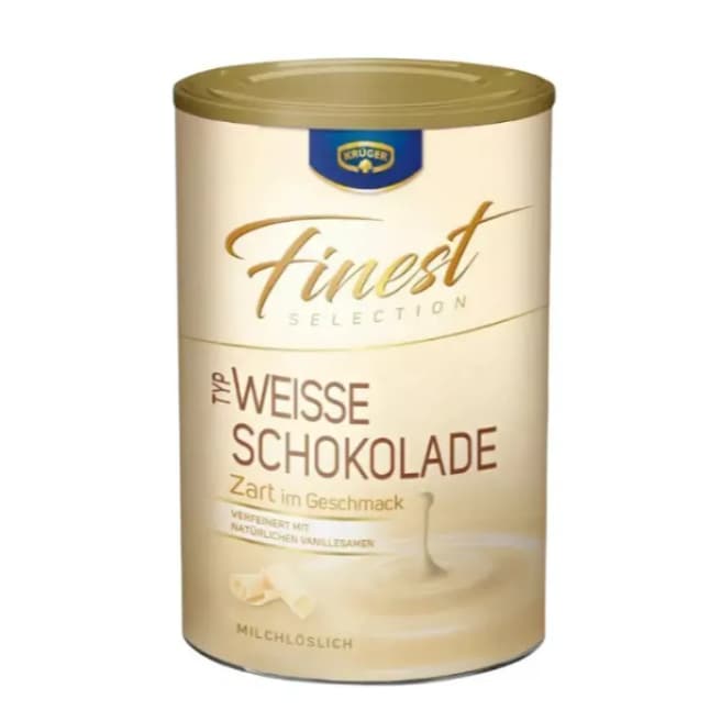 Chocolate Quente Em Pó Krüger Branco Importado Da Alemanha Com Gotas De Chocolate Branco