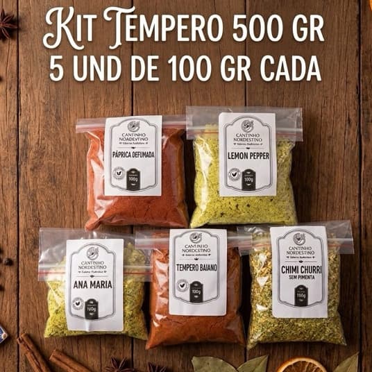 KIT TEMPERO 500 gr, ( 5 und  CONDIMENTOS 100 gr cada )
