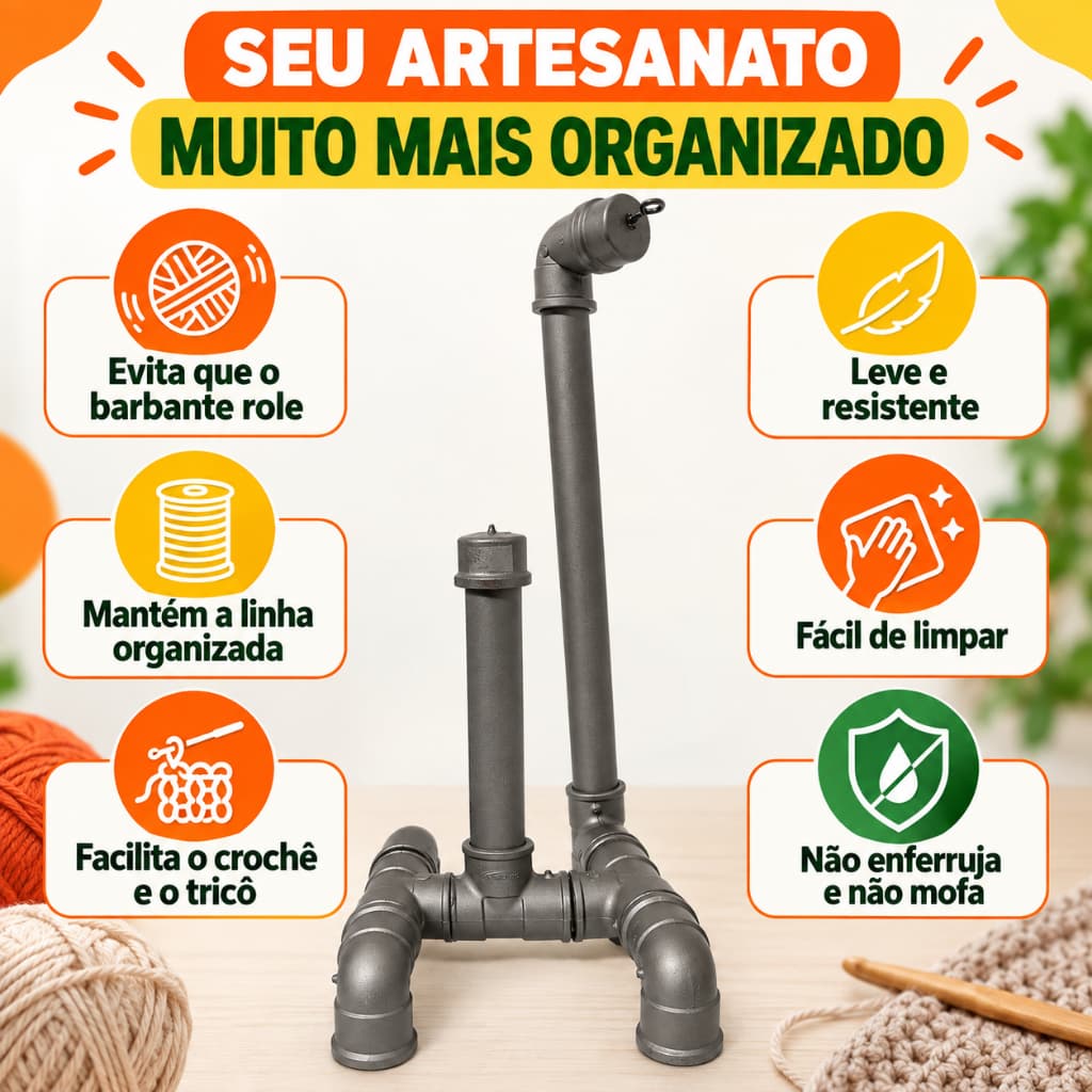 Suporte Organizador para Linha de Crochê e Barbante em PVC