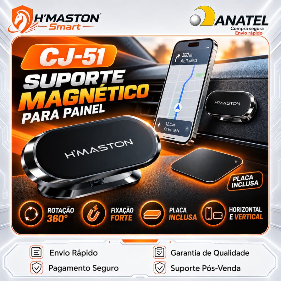 H'maston CJ-51 Porta Celular Carro Suporte Para Celular Para Carro Suporte Magnético Para Celular Suporte Celular Carro