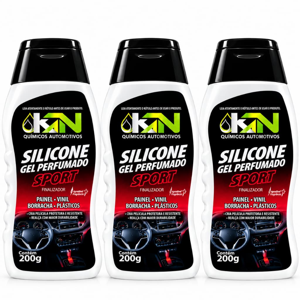Kit 3 Silicone em Gel Perfumado Sport Kn Para Painel Vinil Plástico Carro Moto Automotivo Revitalizador
