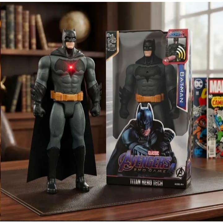 Boneco Batman Vingadores Avengers Grande 30 Cm Articulado Com Luz E Som De Batalhas De Lutas Heroes