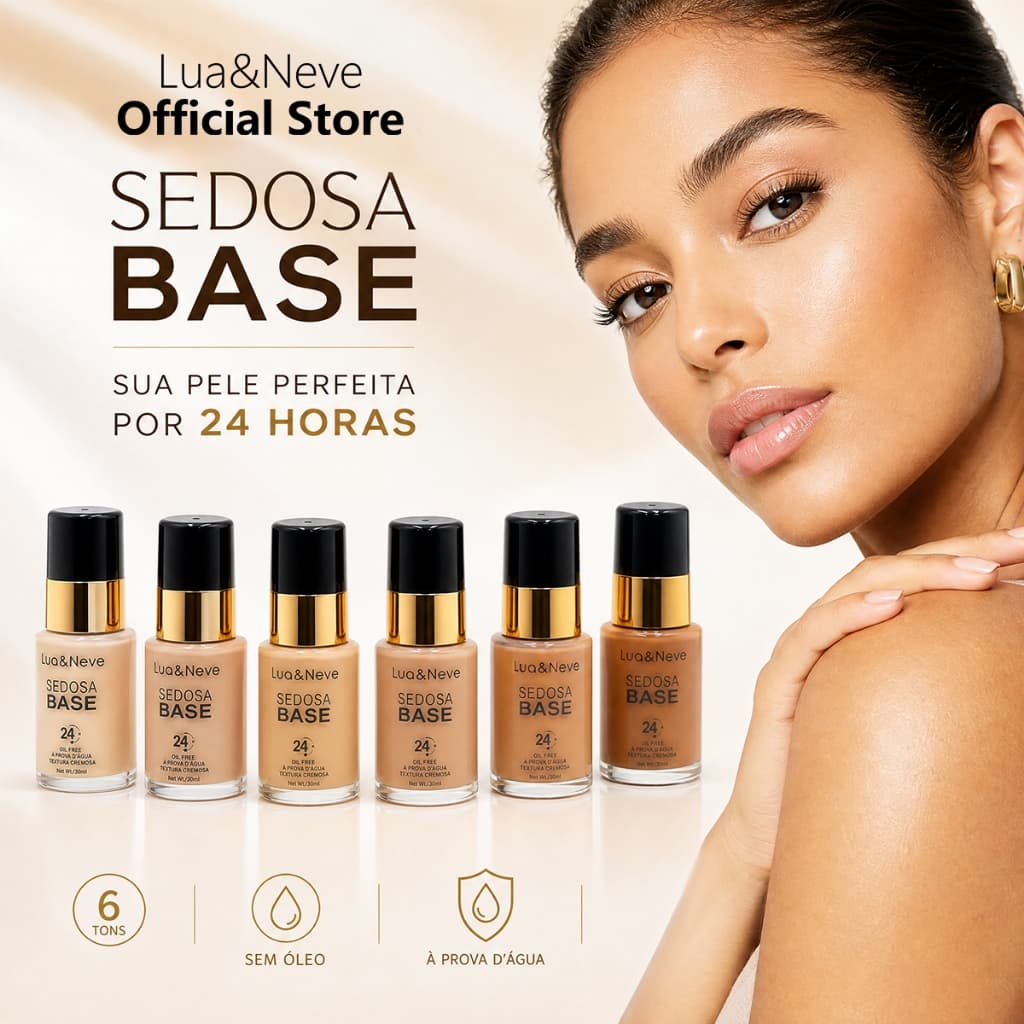 Base Líquida 24H Alta Cobertura Oil Free Resistente à Água e Suor 30ml