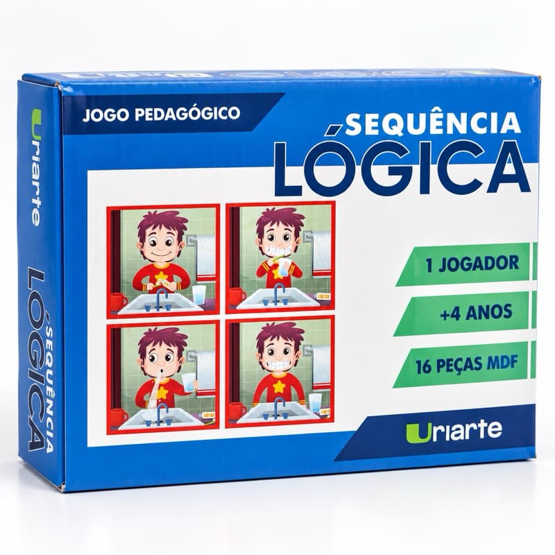 Jogo Educativo Infantil Sequência Lógica Pedagógico Brinquedo Educativo Raciocínio Lógico Didático 4 Anos MDF Uriarte