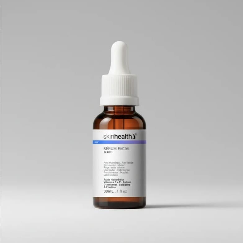 Sérum Facial Skinhealth 10 Em 1 - Retinol + Hialuronico + Vitamina C e E + Colágeno + Elastina - Vidro 30 ML Dia E Noite