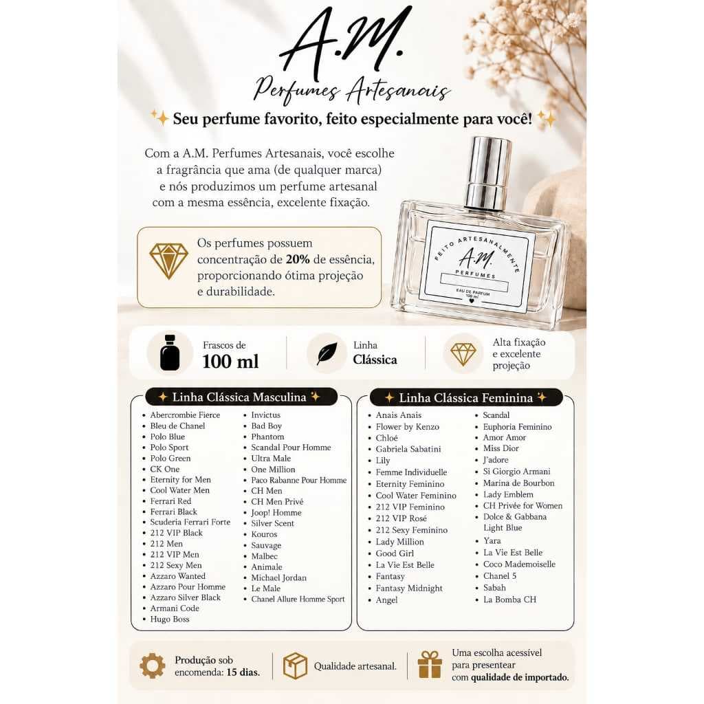 perfumes inspirados em importados 100ml EUA DE PARFUM feminino/masculino.