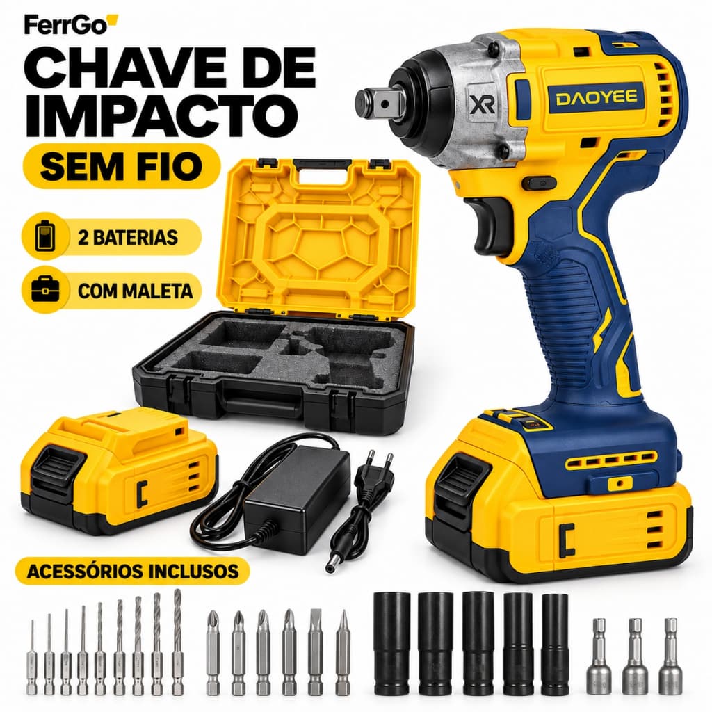 【3 Anos Gar】 Parafusadeira Furadeira e Chave De Impacto 48v 02 Baterias Sem Fio Soquetes com Maleta Profissional