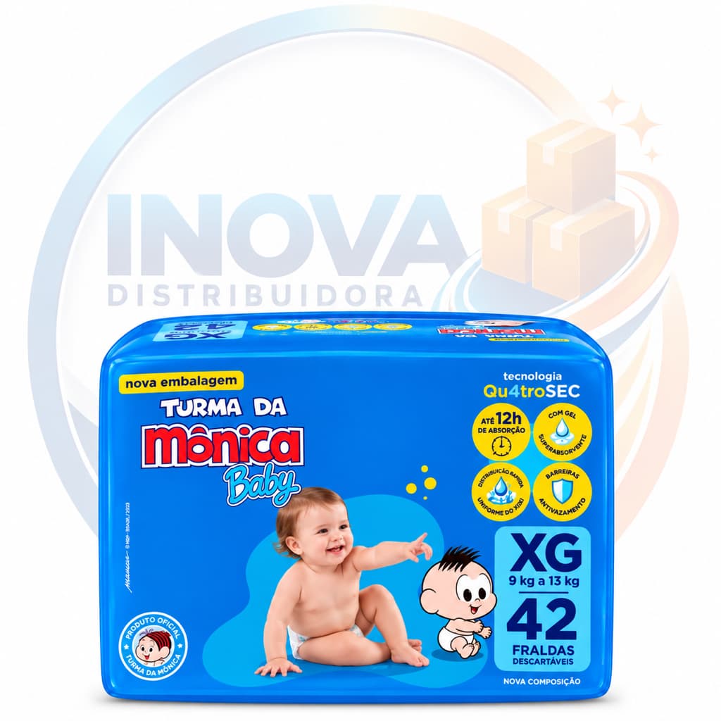 Fralda Descartável Turma da Monica Baby XG 42 Unidades 9 a 13 KG