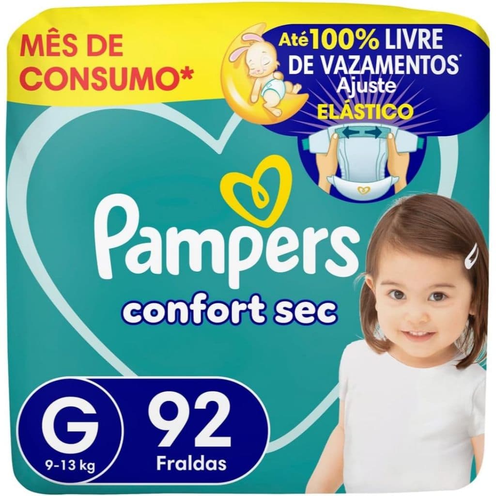 Fralda Pampers ConfortSec Tam - G 9 a 13Kg 92 Unidades