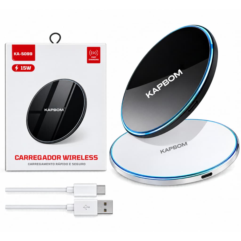 Carregador Indução Para Celular Turbo Sem Fio 15w Wireless Carregamento Rápido Kapbom KA-5099