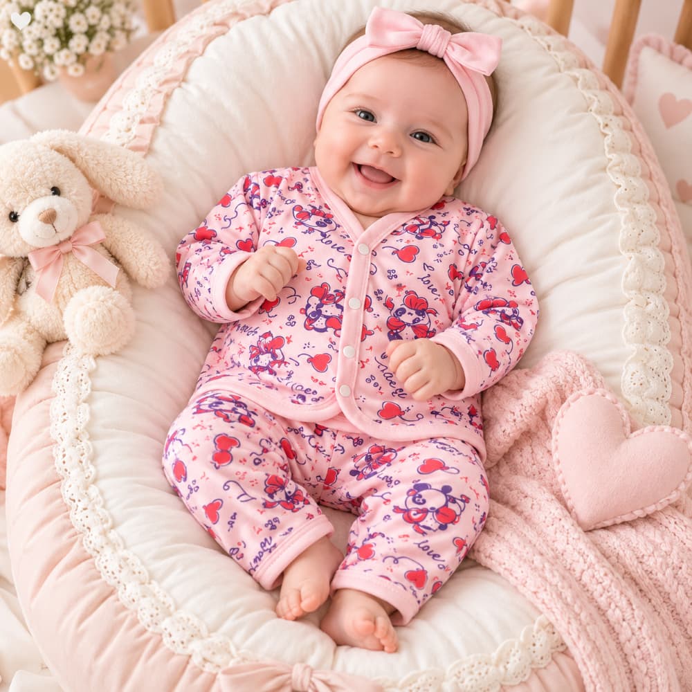 Pijama Recém Nascido Estilo Americano Manga longa de botão Menina e Menino Roupa de Bebê Dormir