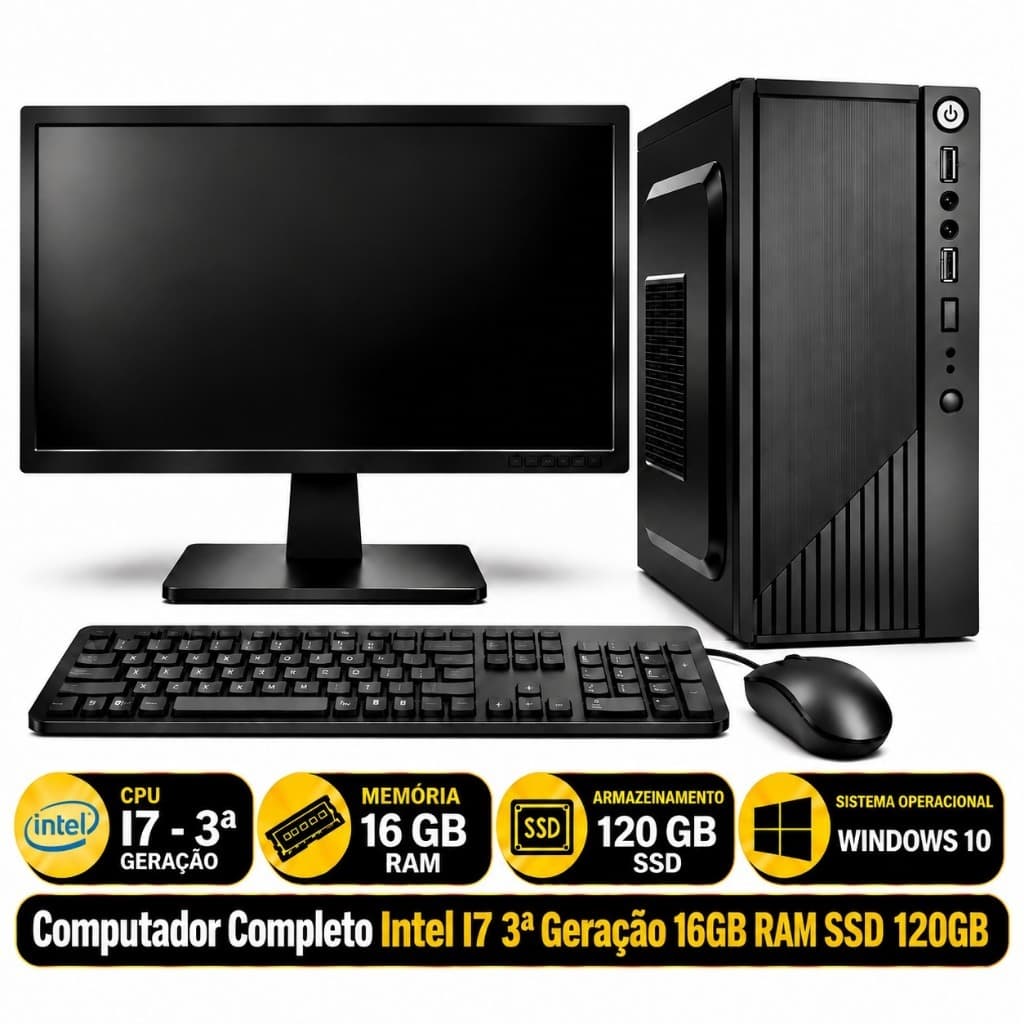Computador Completo Intel Core i7 3ª Geração | 16GB | SSD 120GB - DDR3
