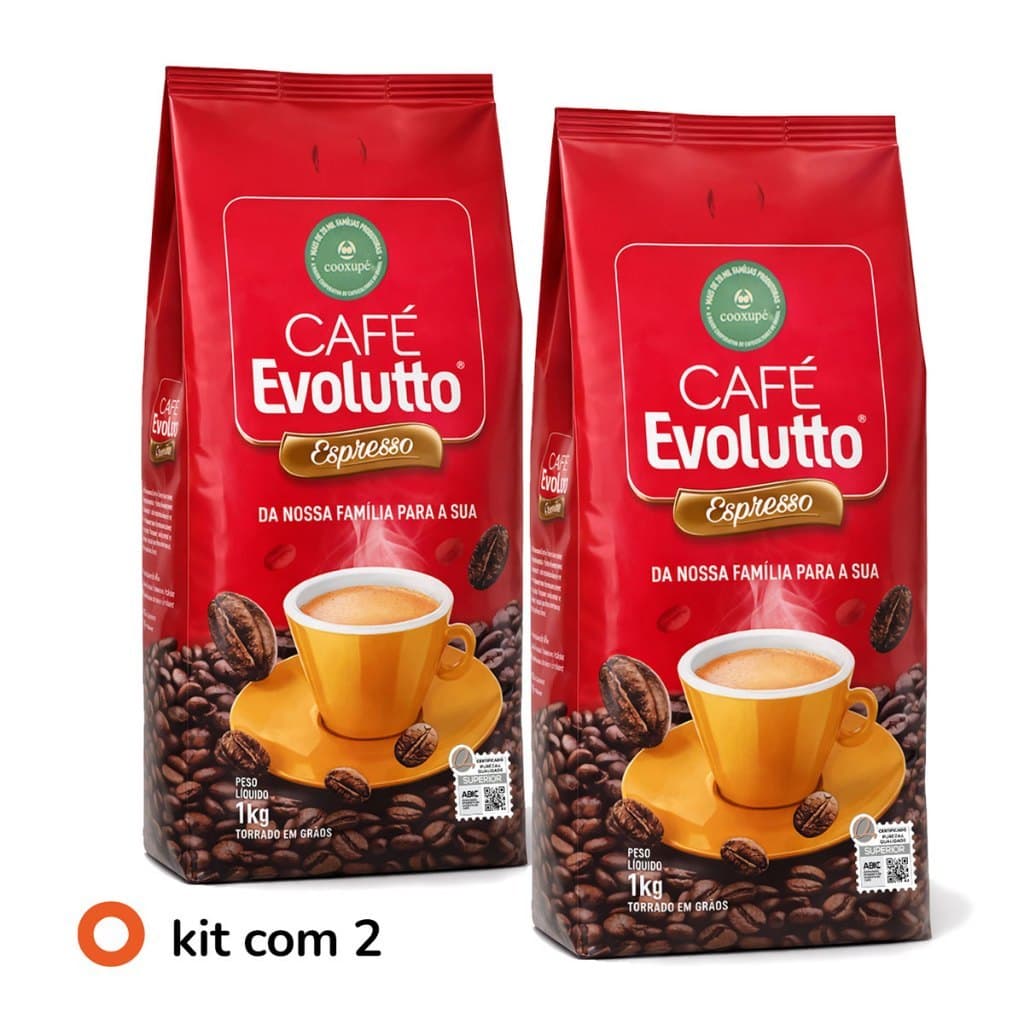 Café Evolutto Espresso Kit Com 2 Em Grãos 1kg Cooxupe