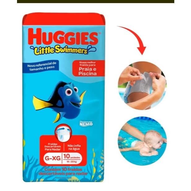 FRALDA HUGGIES MAR PISCINA G/XG C/10UN C10UN